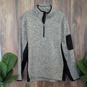 Canyon Creek Men's Heather Gray and Black Zip-Up Fleece Pullover XL   M656